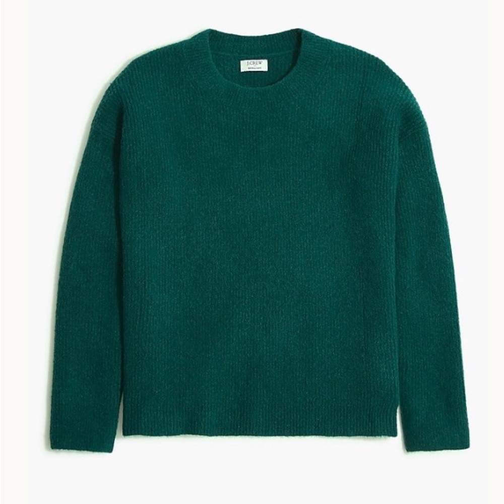 J Crew Ribbed Boyfriend Crewneck Sweater in extra soft yarn green size small
